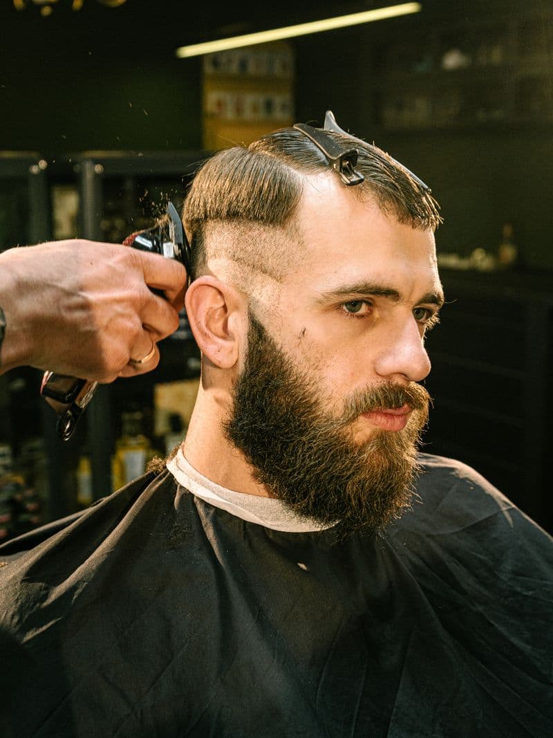 Sharp skin fade, side profile